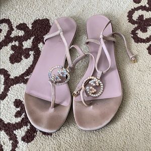 Used Gucci iridescent sandals mauve